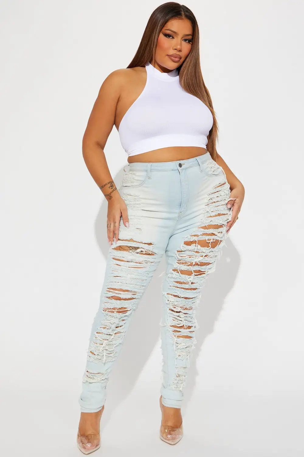 Caught In Your Love Distressed Jeans - Light Blue Wash-Aldronix