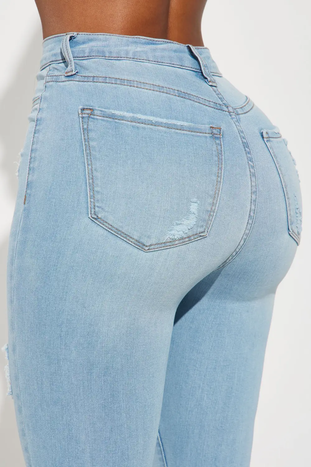 Stacey Super Stretch Ripped Skinny Jeans - Light Wash-Aldronix