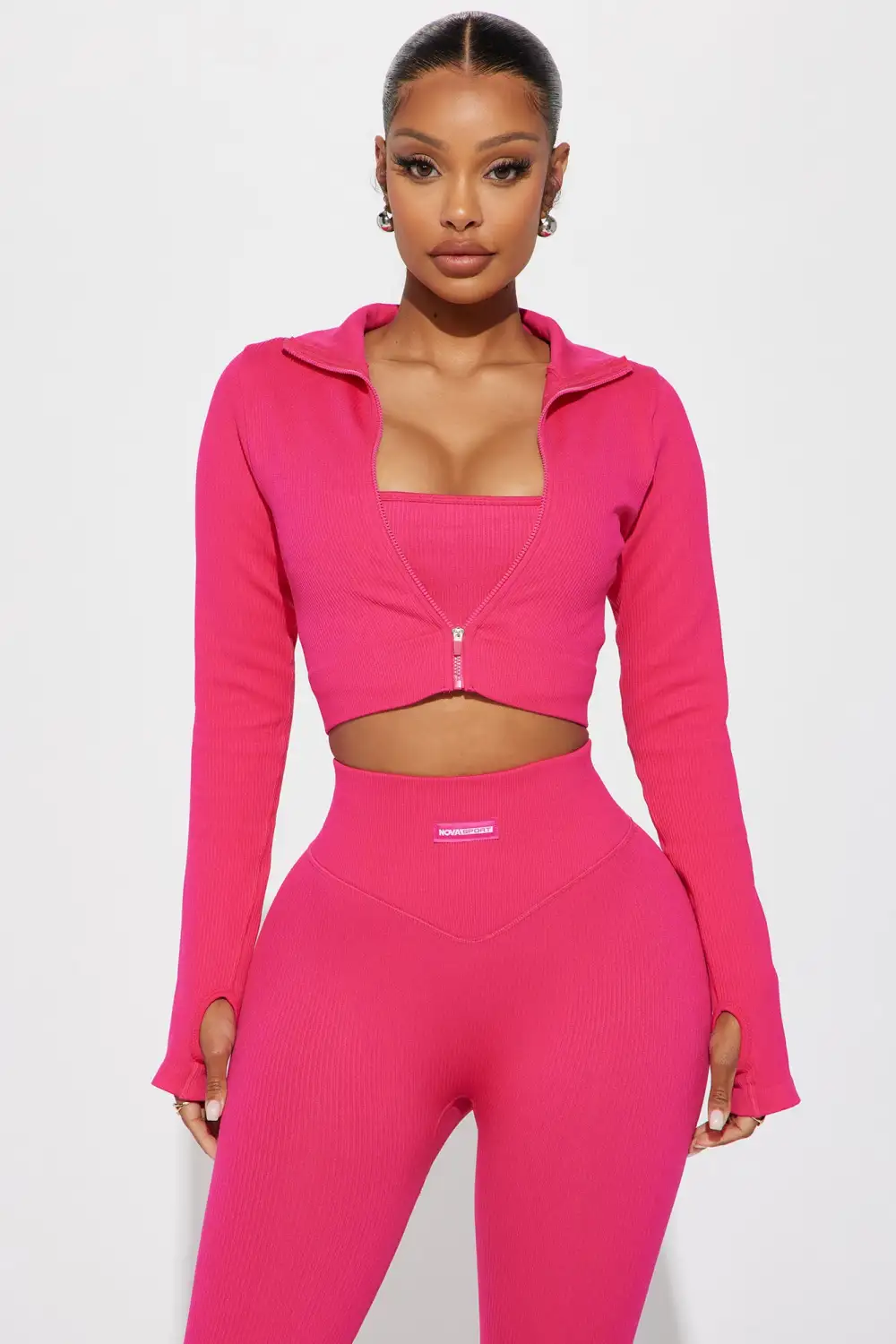 Effortless Ribbed Jacket - Fuchsia-Aldronix