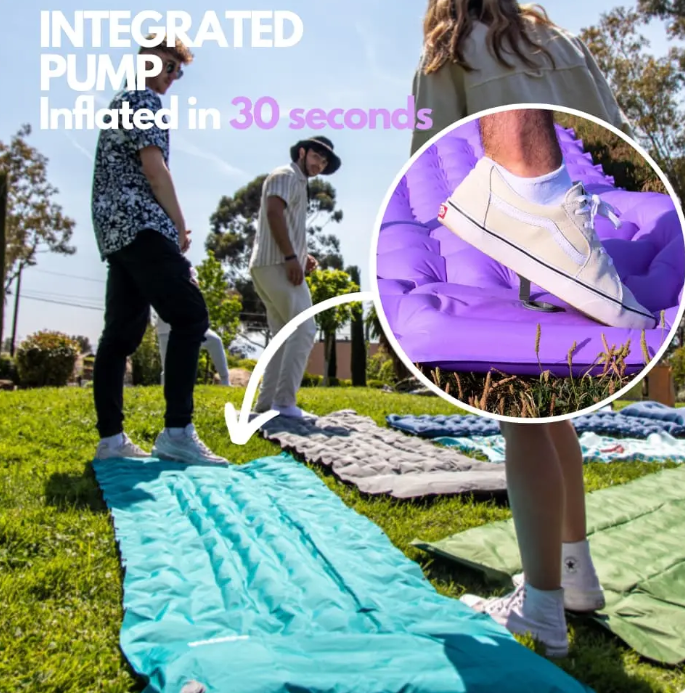 Inflatable sleeping mat with storage bag, ergonomic inflatable camping mat-Aldronix