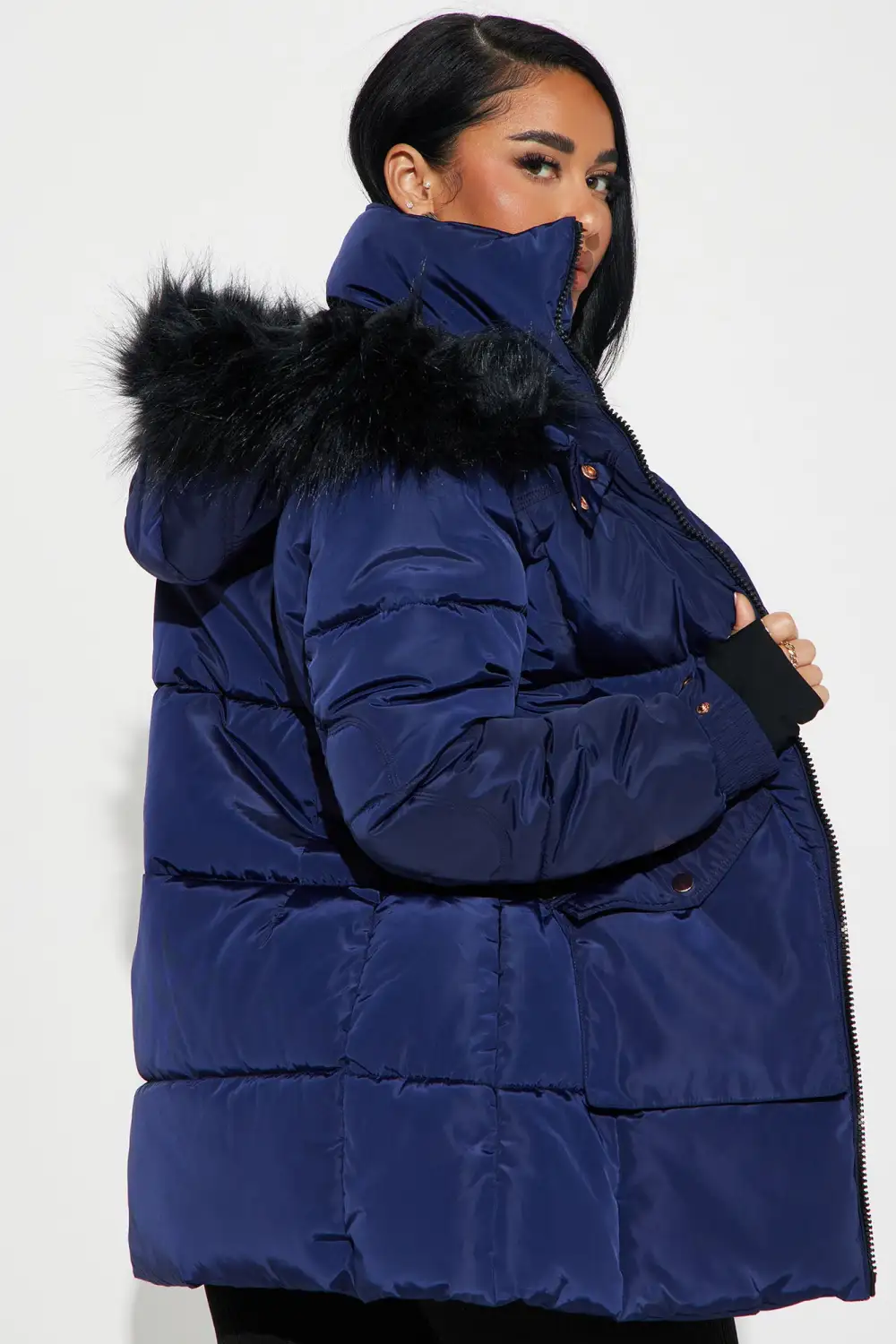 Cold Feelings Puffer Jacket - Navy-Aldronix