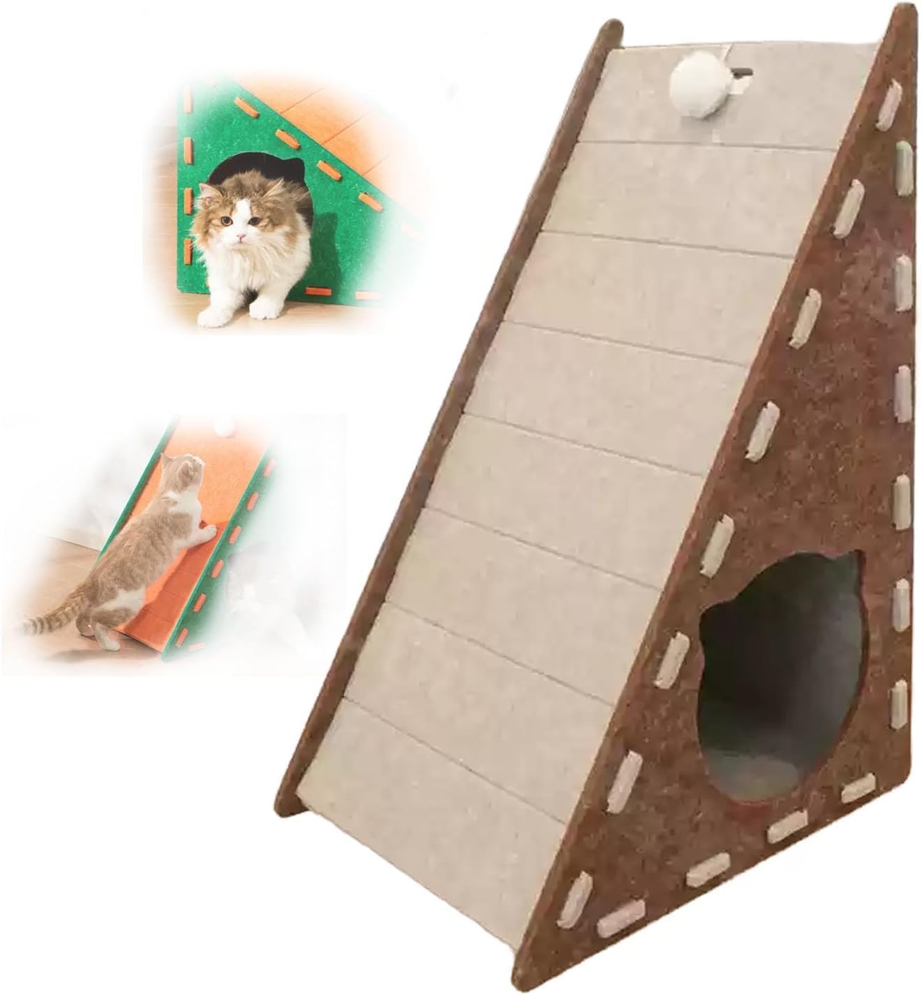 Cat Scratching Board, L/Triangular Shape Felt Scratching Pad, 3-in-1 Vertical Integrated Scrat Board with Cat Bed, Wear-Resistant Non-Shedding, Cats Claw Grinding Pad Rest and Entertainment (A)-Aldronix