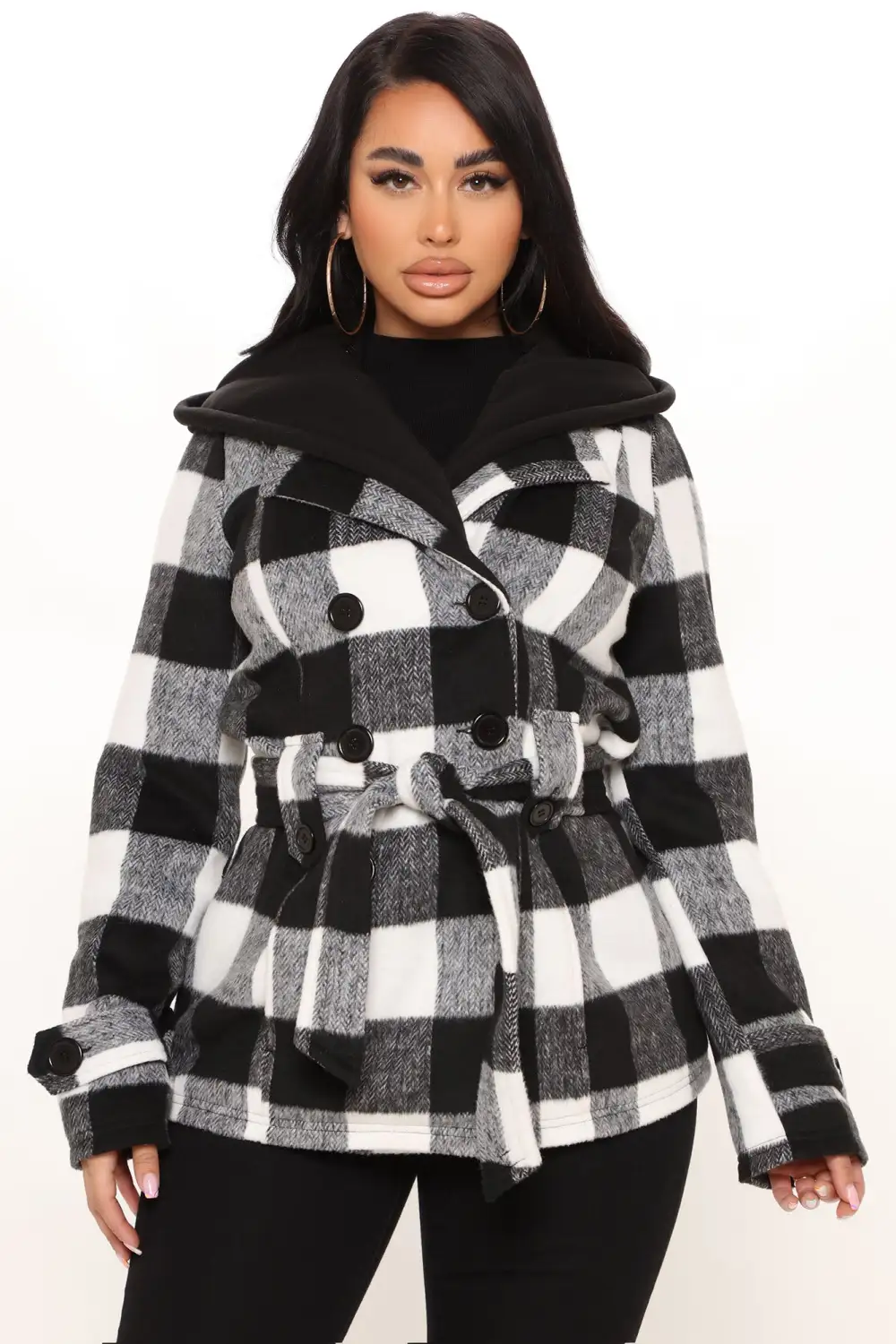 Always On The Go Plaid Jacket - Black/White-Aldronix