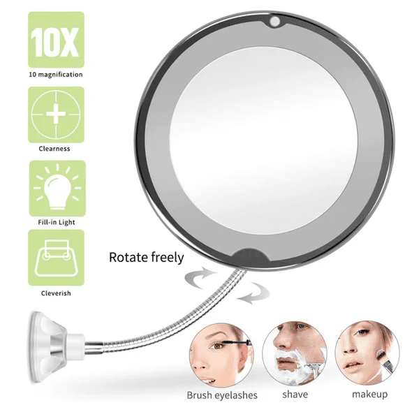 10X Magnifying LED Lighted Flexible Mirror-Aldronix