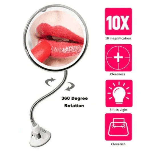 10X Magnifying LED Lighted Flexible Mirror-Aldronix