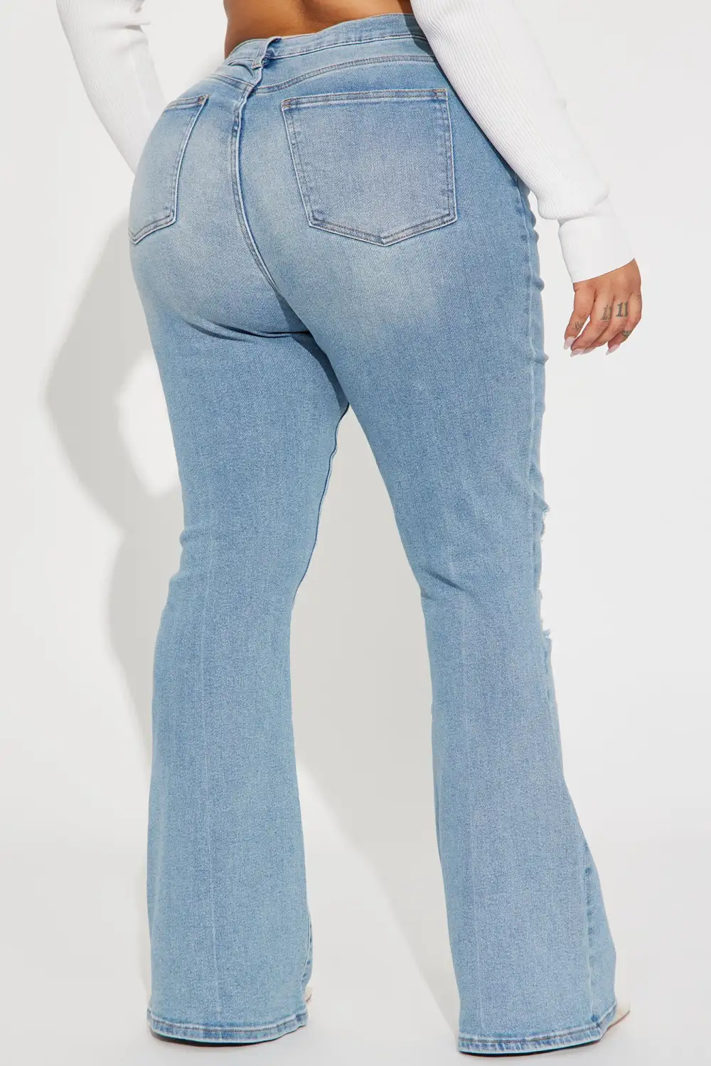 Every Now And Then Stretch Flare Jeans - Light Wash-Aldronix