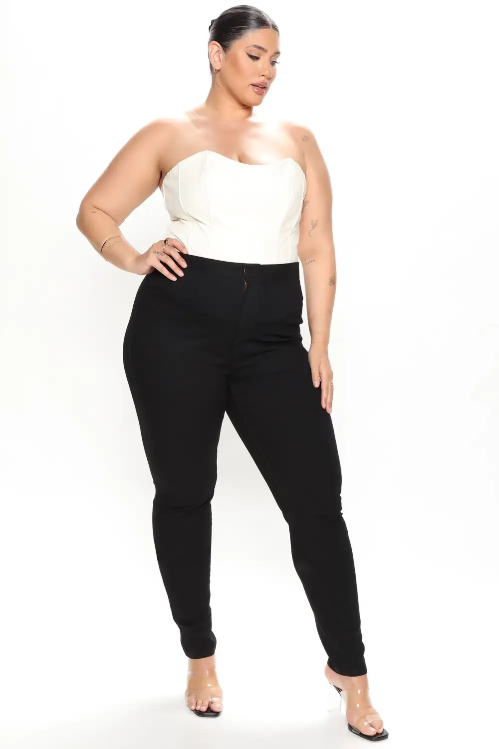 Tall Super High Waist Denim Skinnies - Black-Aldronix