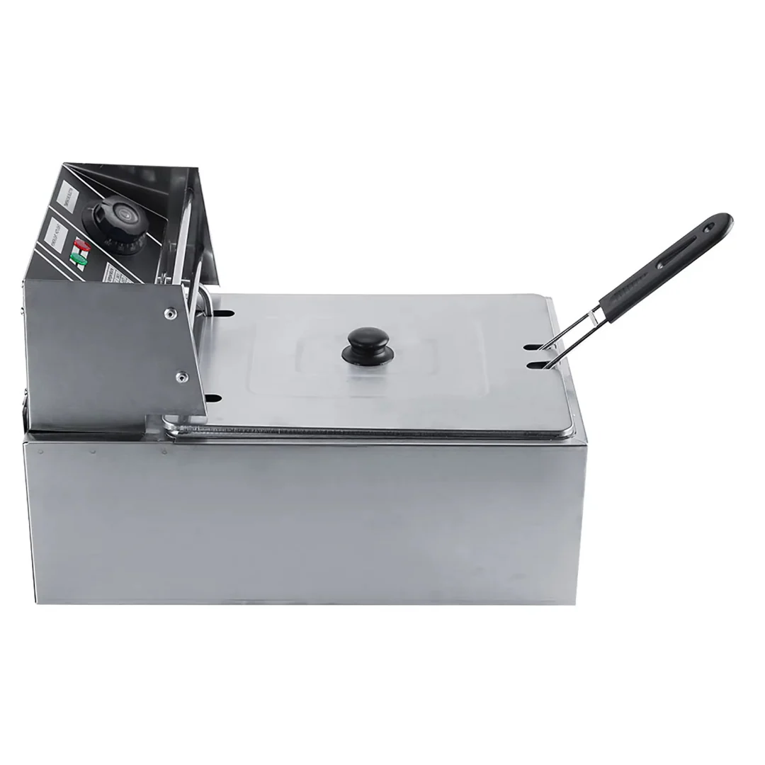 Electric Fryer 6L, Stainless Steel, 2500W – Adjustable Thermostat, Anti-Splash Lid-Aldronix