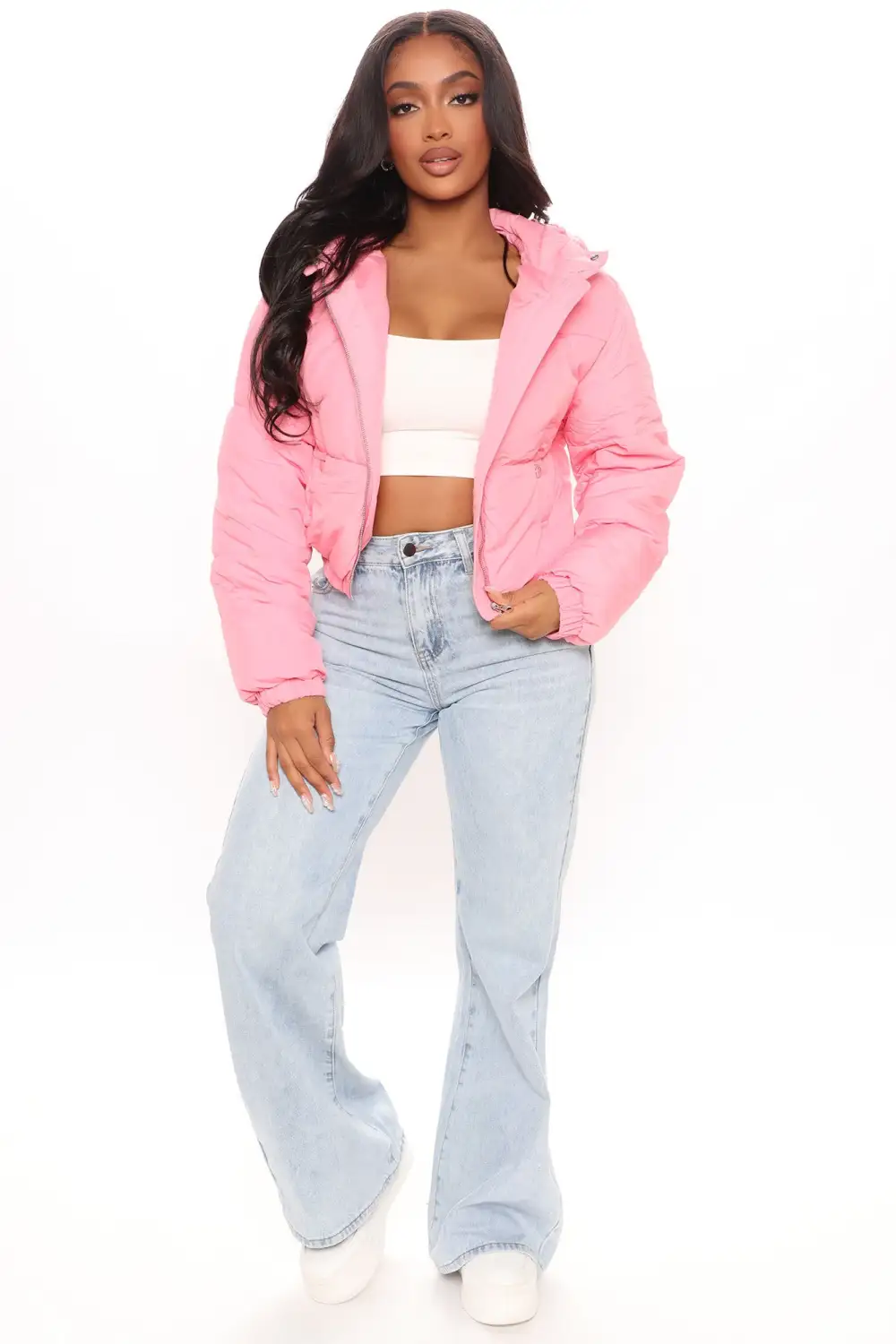 Can't Be Beat Cropped Puffer Jacket - Pink-Aldronix