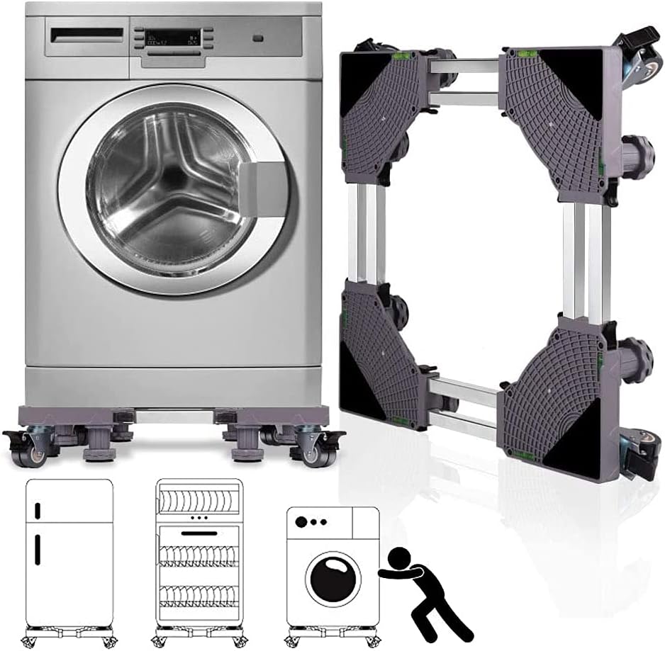 Washing Machine Base Frame with Wheels, Refrigerator Refrigerator Plate, Furniture Roller Guide, Adjustable 45-72 cm, Bear Load 700 kg, Stable and Non-Slip, for Washing Machines, Dryers-Aldronix