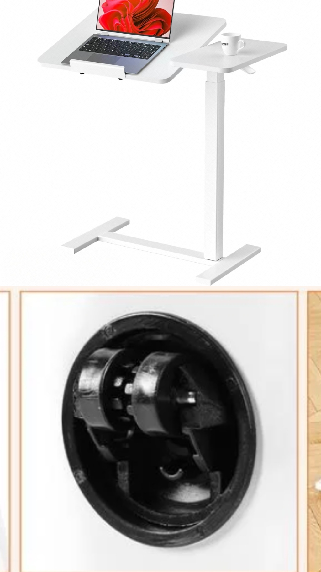 Overbed Bedside Table with Wheels, MobileStanding Stand Up Rolling Laptop PC，use for home，office-Aldronix