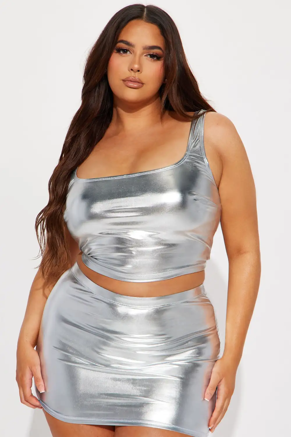 Maui Metallic Swim Skirt Bikini Bottom - Silver-Aldronix
