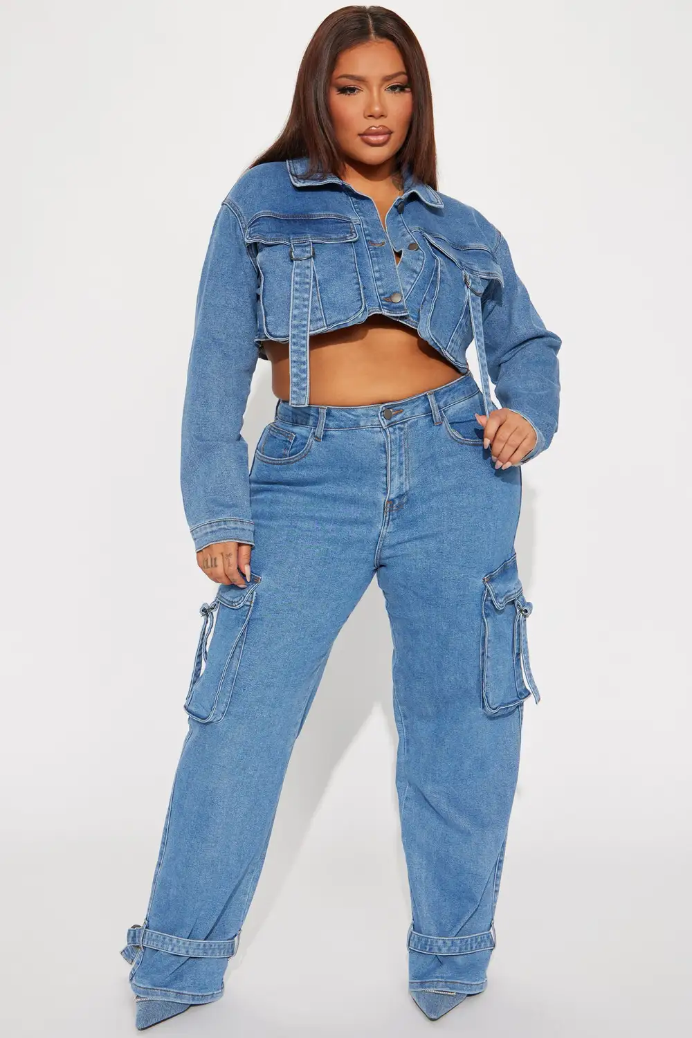 Love Hurts Cargo Denim Jacket - Medium Blue Wash-Aldronix
