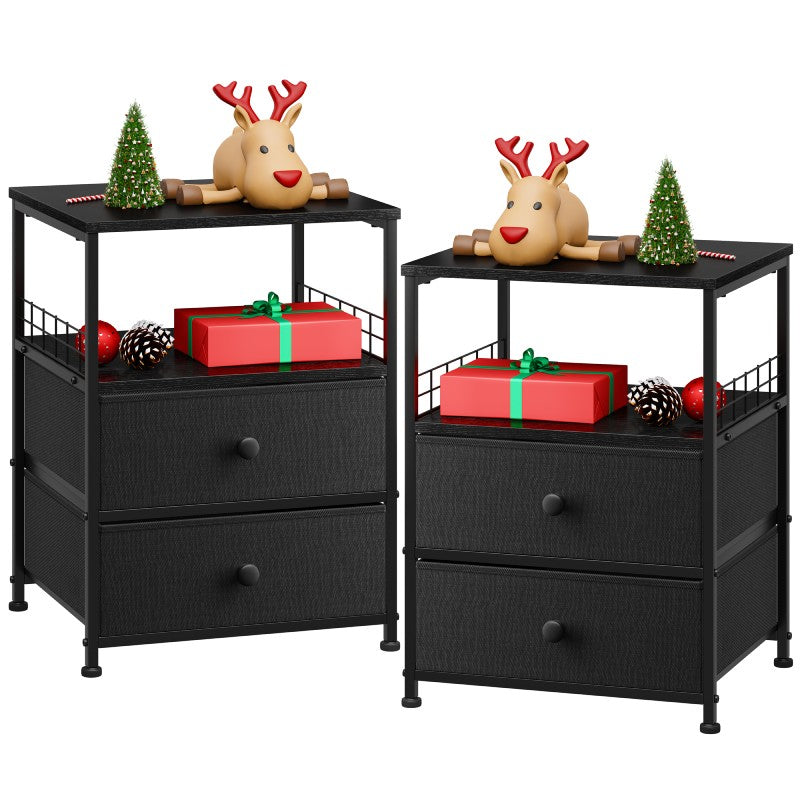 Nightstand Set of 2, Bedside Table with Drawers, 24 Inch-Aldronix