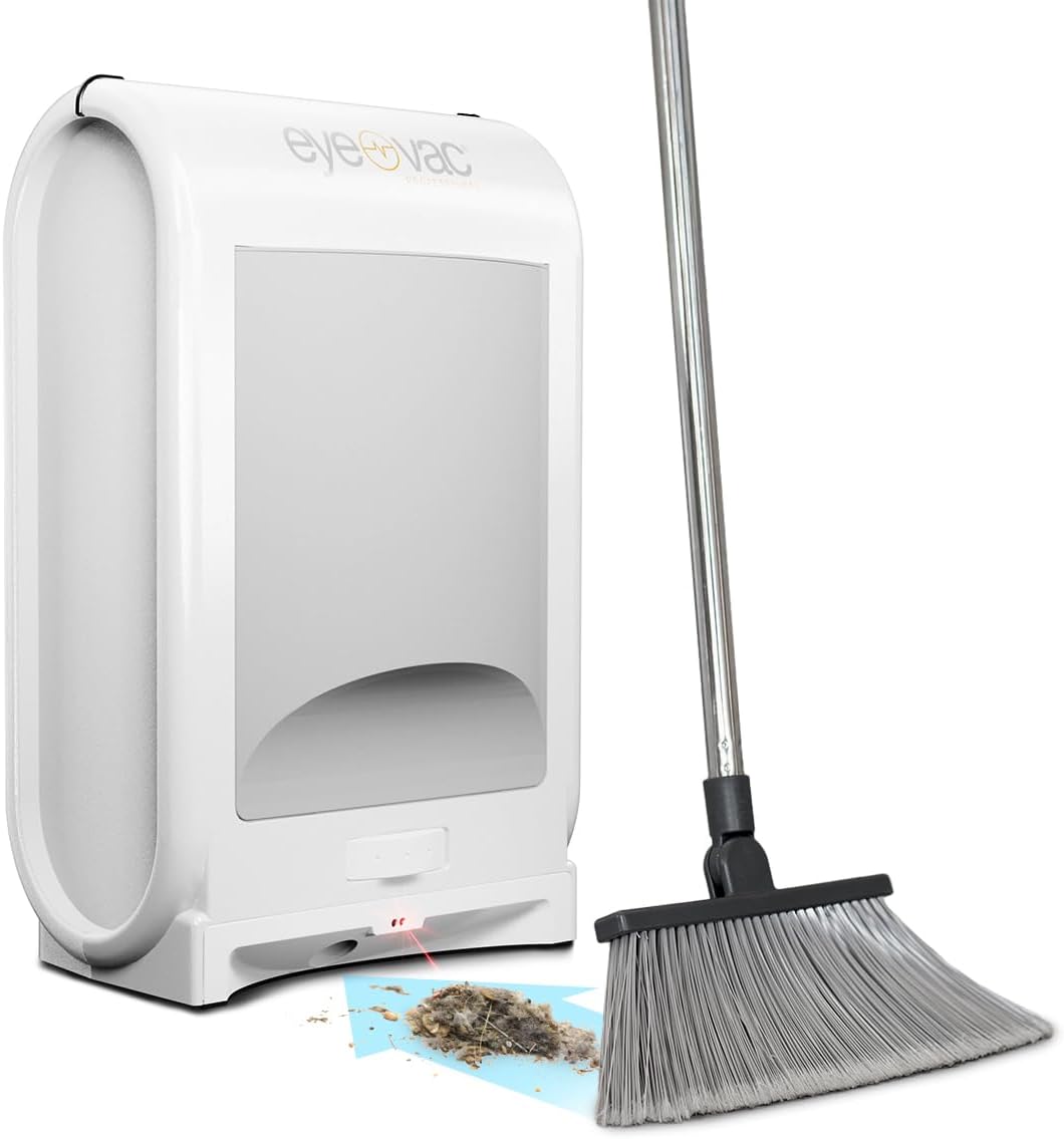 EyeVac Pro Aspiradora automática sin contacto, ultra rápido y potente, ideal para barrer el pelo de las mascotas, comida sucia, cocina, aspiradora con cable, sin bolsa, sensores automáticos, 1400 W (blanco)-Aldronix