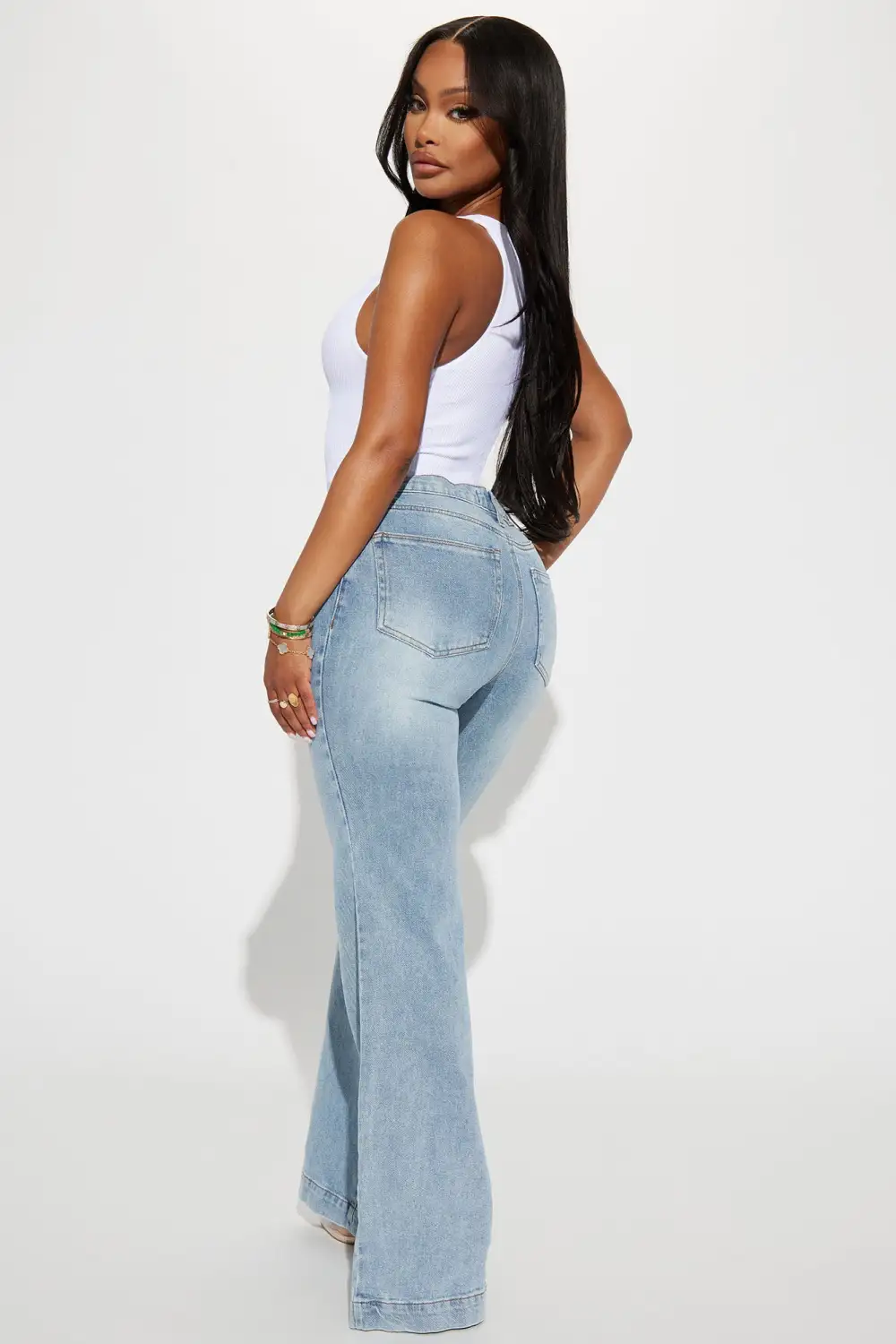 Bridge The Distance Wide Leg Jeans - Medium Blue Wash-Aldronix