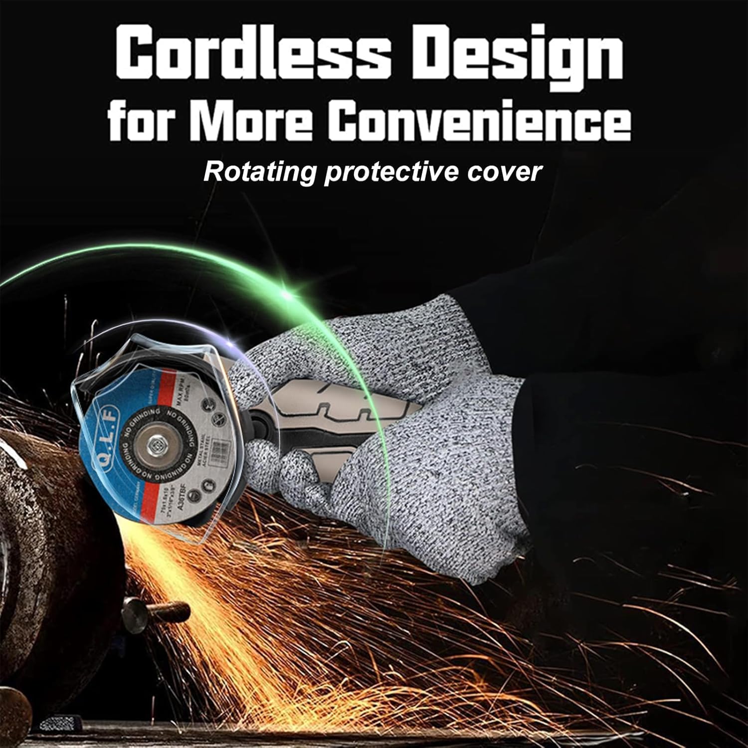 Cordless Brush Angle Grinder Kit, 19500rpm Mini Electric Angle Grinding Tool with 2pcs 16.8V 2000mAh Batteries and 5-Cutting Discs, Grinder Handheld Cutter for Metal Wood-Aldronix