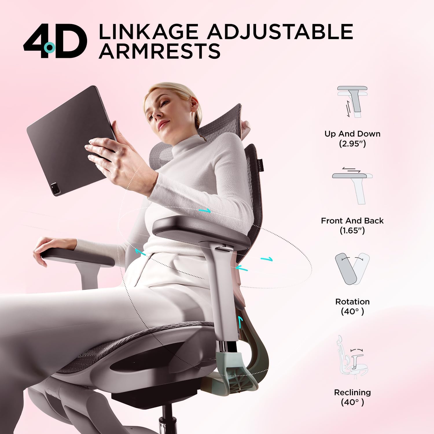 Hbab E3 Pro Ergonomic Office Chair, Big and Tall Office Chair - with 3-Zone Dynamic Lumbar Support, 4D Adjustable Headrest, 4D Adjustable Armrests, Swivel-Aldronix