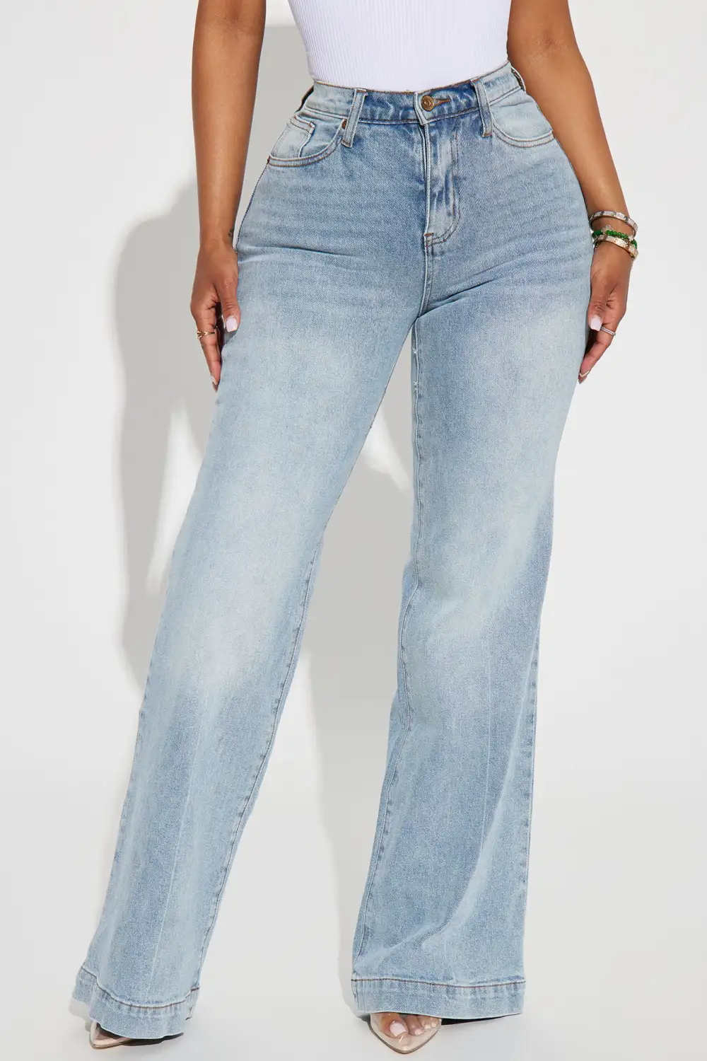 Bridge The Distance Wide Leg Jeans - Medium Blue Wash-Aldronix