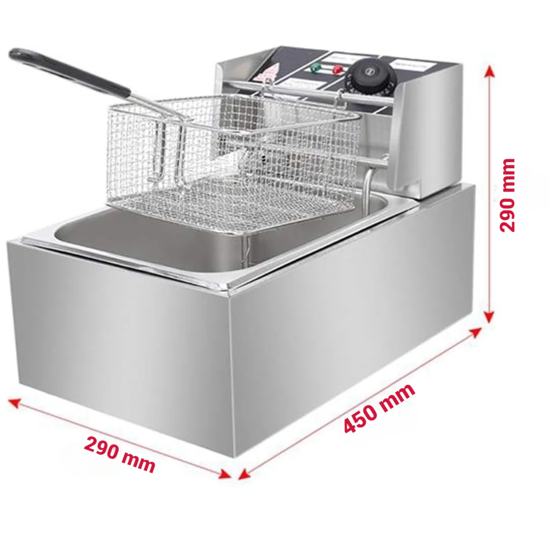 Electric Fryer 6L, Stainless Steel, 2500W – Adjustable Thermostat, Anti-Splash Lid-Aldronix