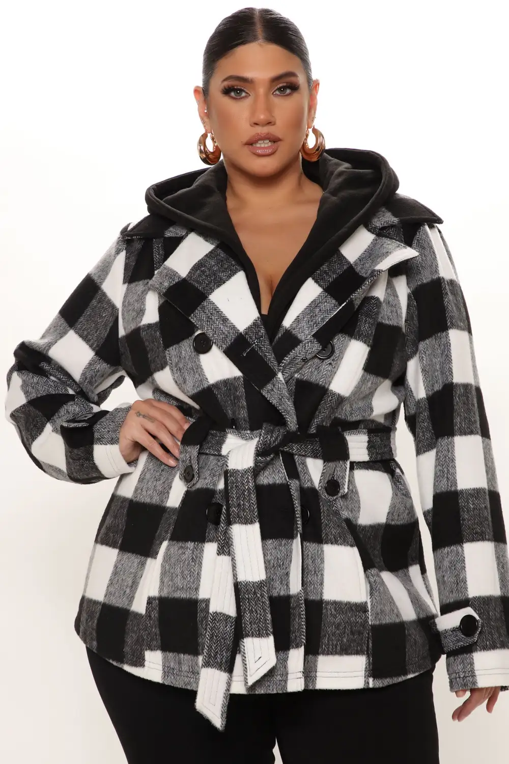Always On The Go Plaid Jacket - Black/White-Aldronix