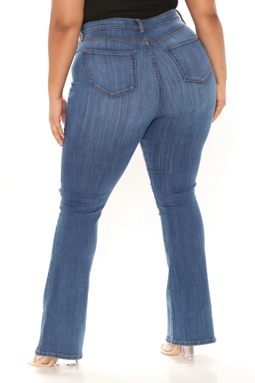 Luxurious Distressed Super Stretch Flare Jeans - Dark Wash-Aldronix