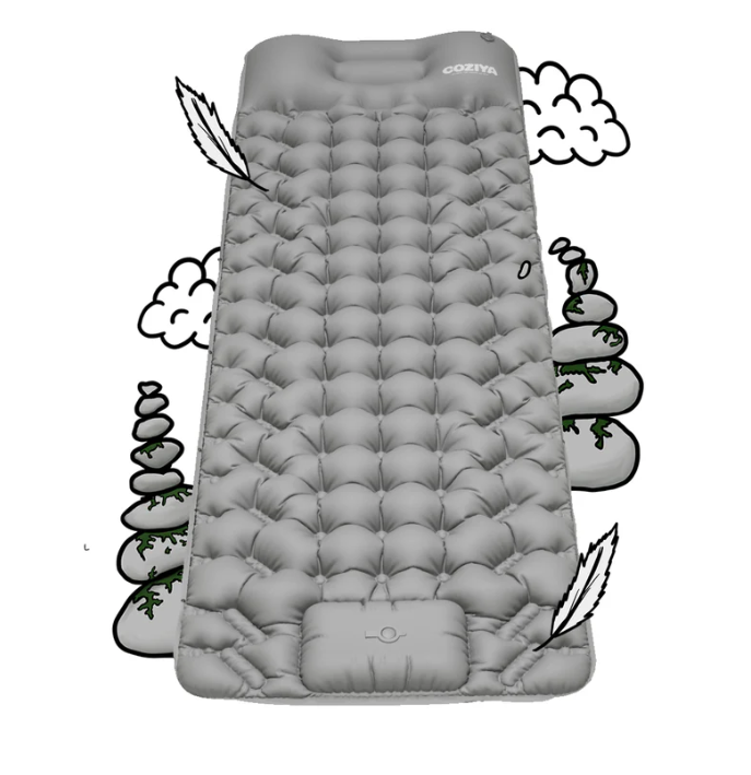 Inflatable sleeping mat with storage bag, ergonomic inflatable camping mat-Aldronix