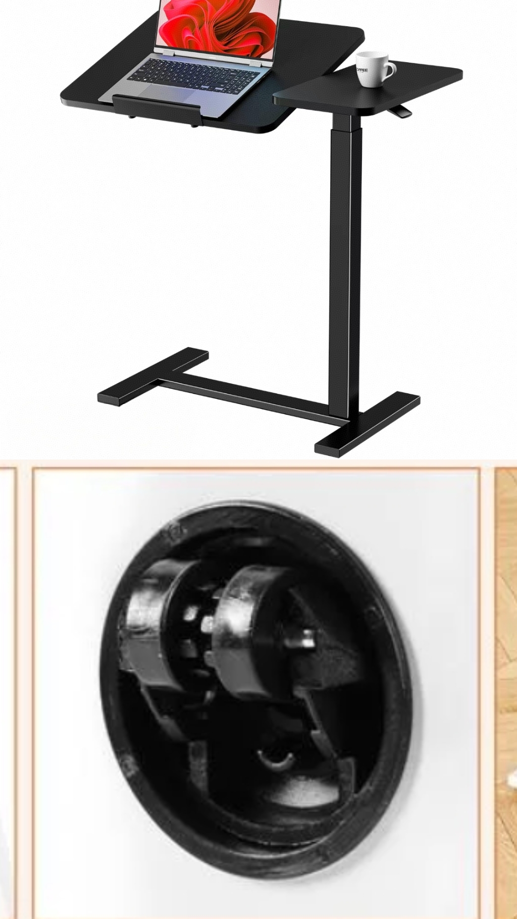 Overbed Bedside Table with Wheels, MobileStanding Stand Up Rolling Laptop PC，use for home，office-Aldronix