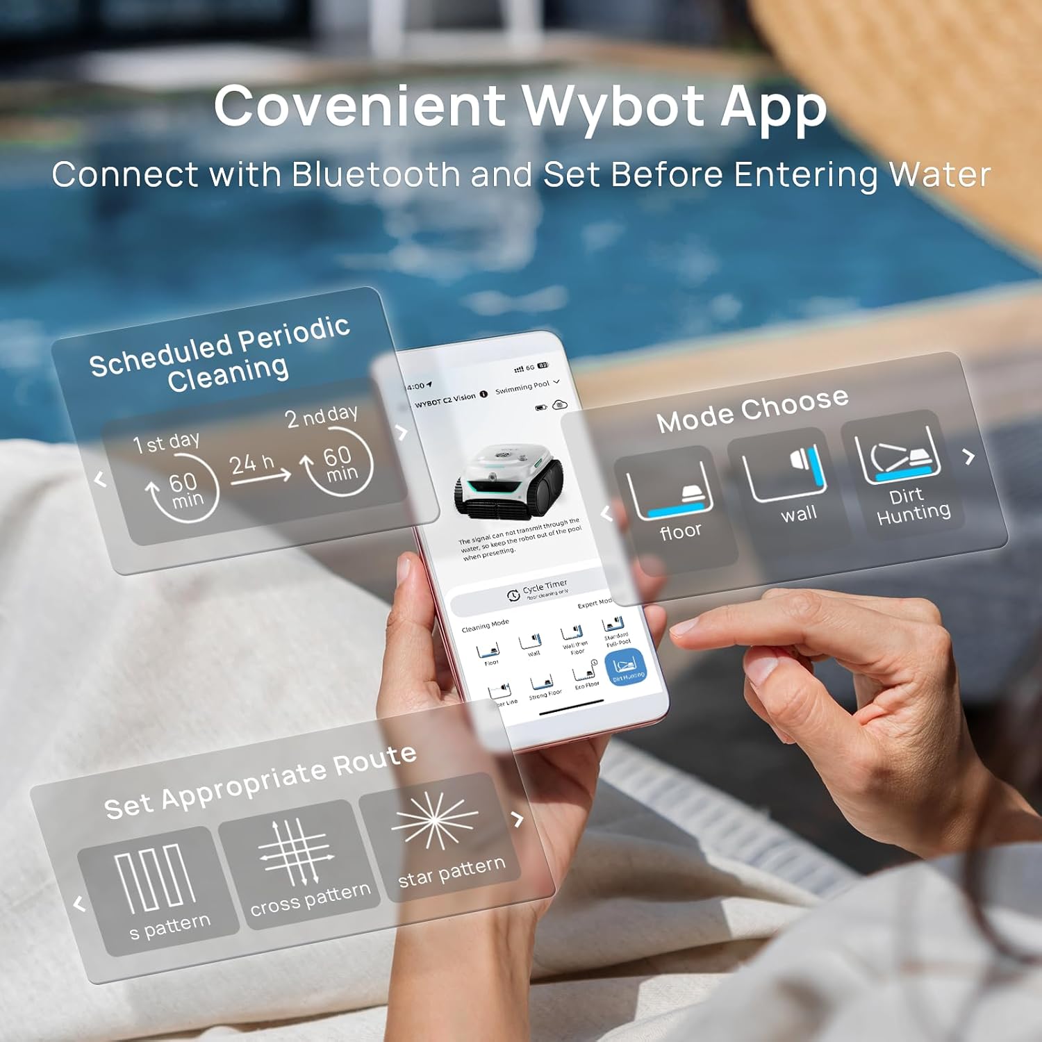 (2025 New)  C2 Vision Robotic Pool Vacuum with AI Camera, Ultra-Fine Filtration Pool Cleaners for Above&Inground Pools, Comprehensive 8 Mode, Wall Climbing, Smart Navigation, Gray-Aldronix