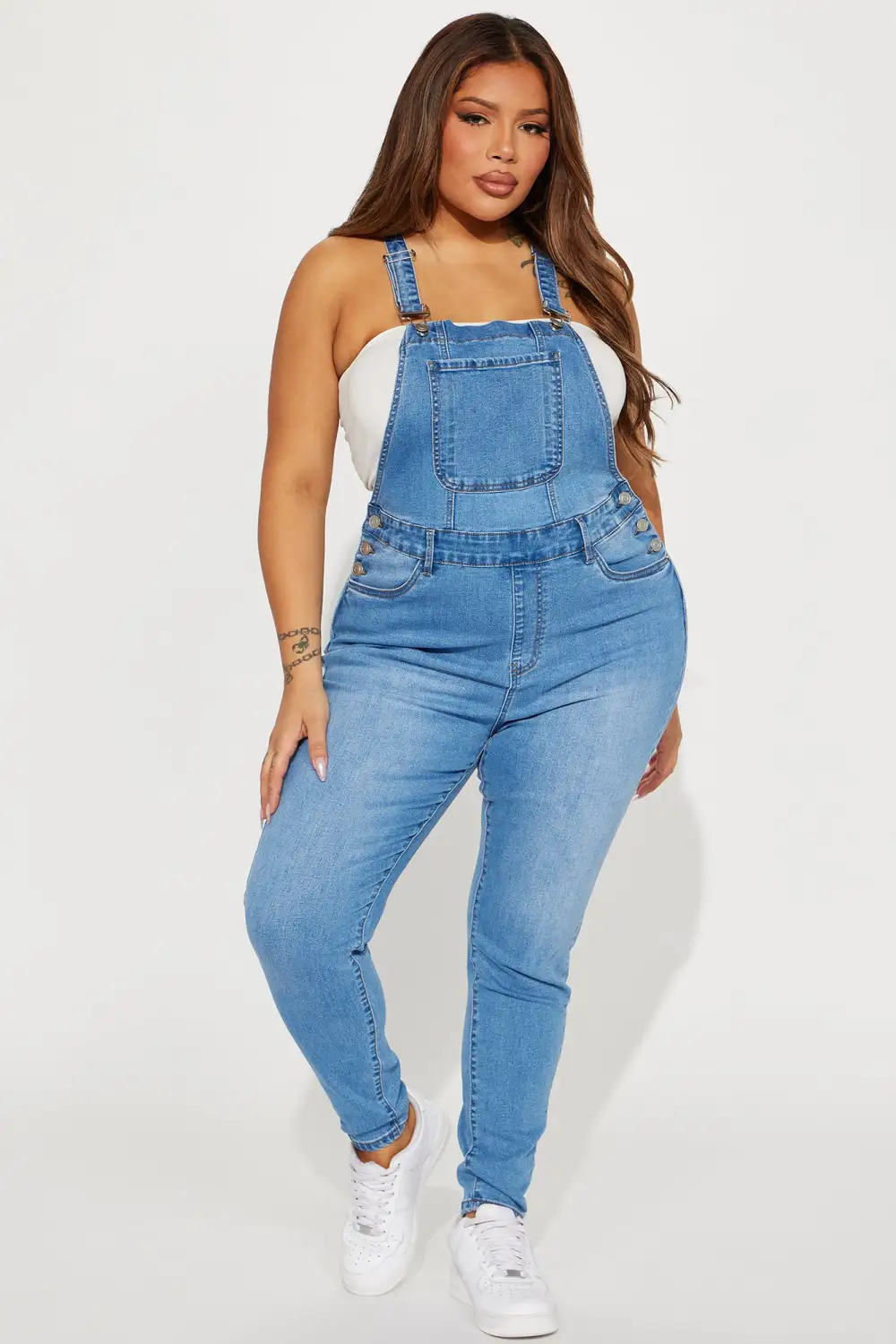 Always Petty Skinny Stretch Denim Overalls - Light Wash-Aldronix