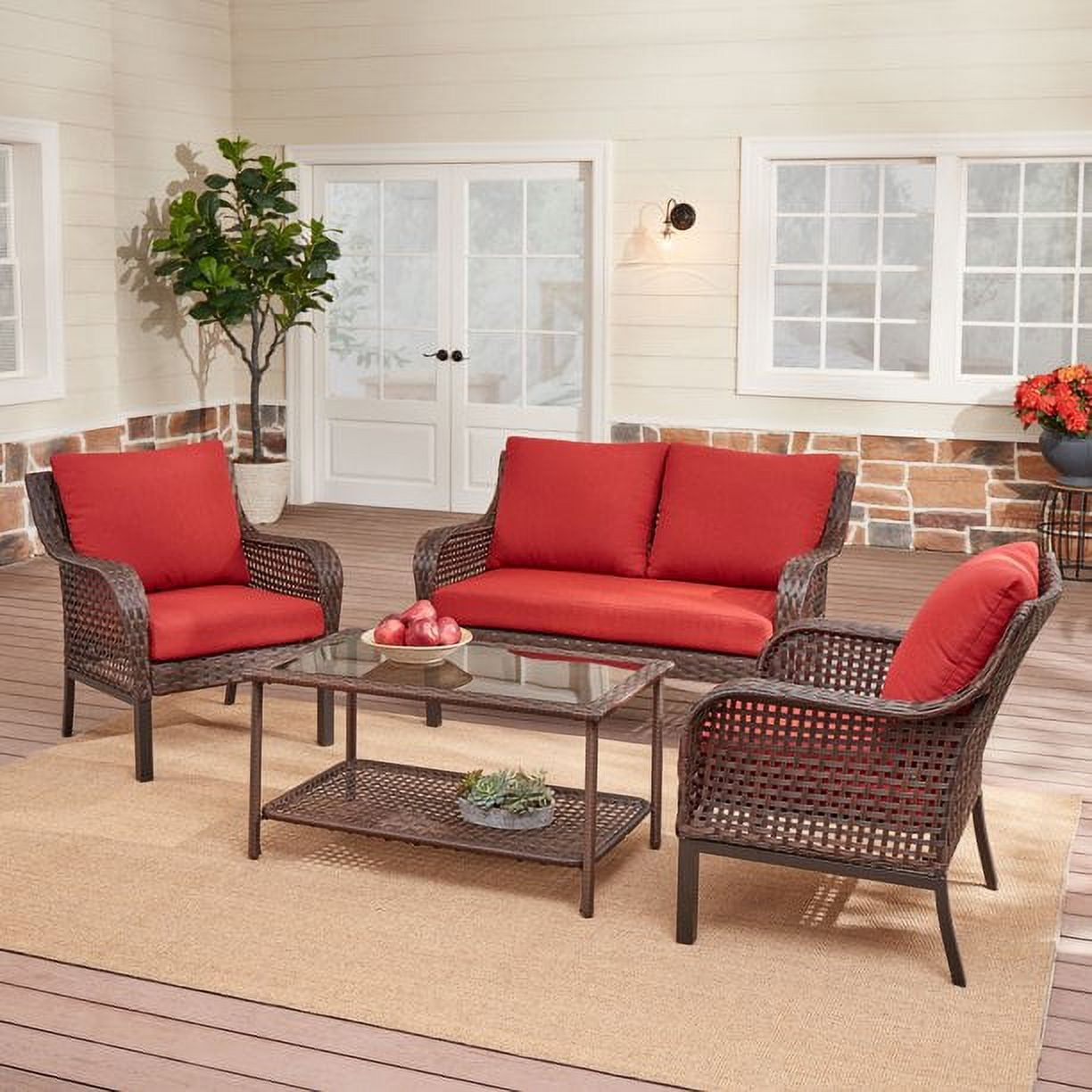 4-Piece Conversation Set, Red-Aldronix