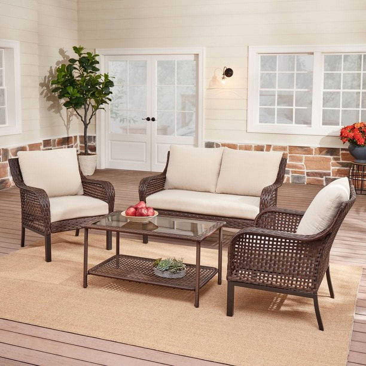 4-Piece Conversation Set, Red-Aldronix