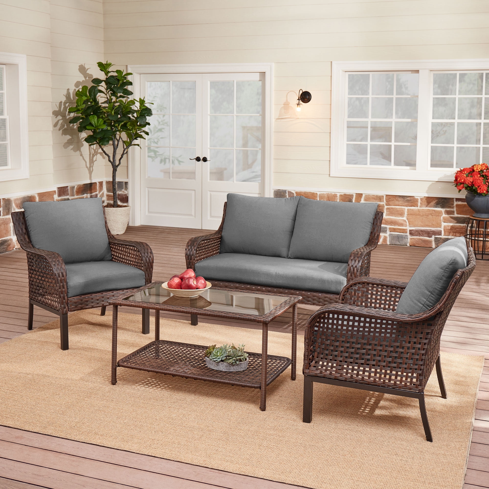 4-Piece Conversation Set, Red-Aldronix