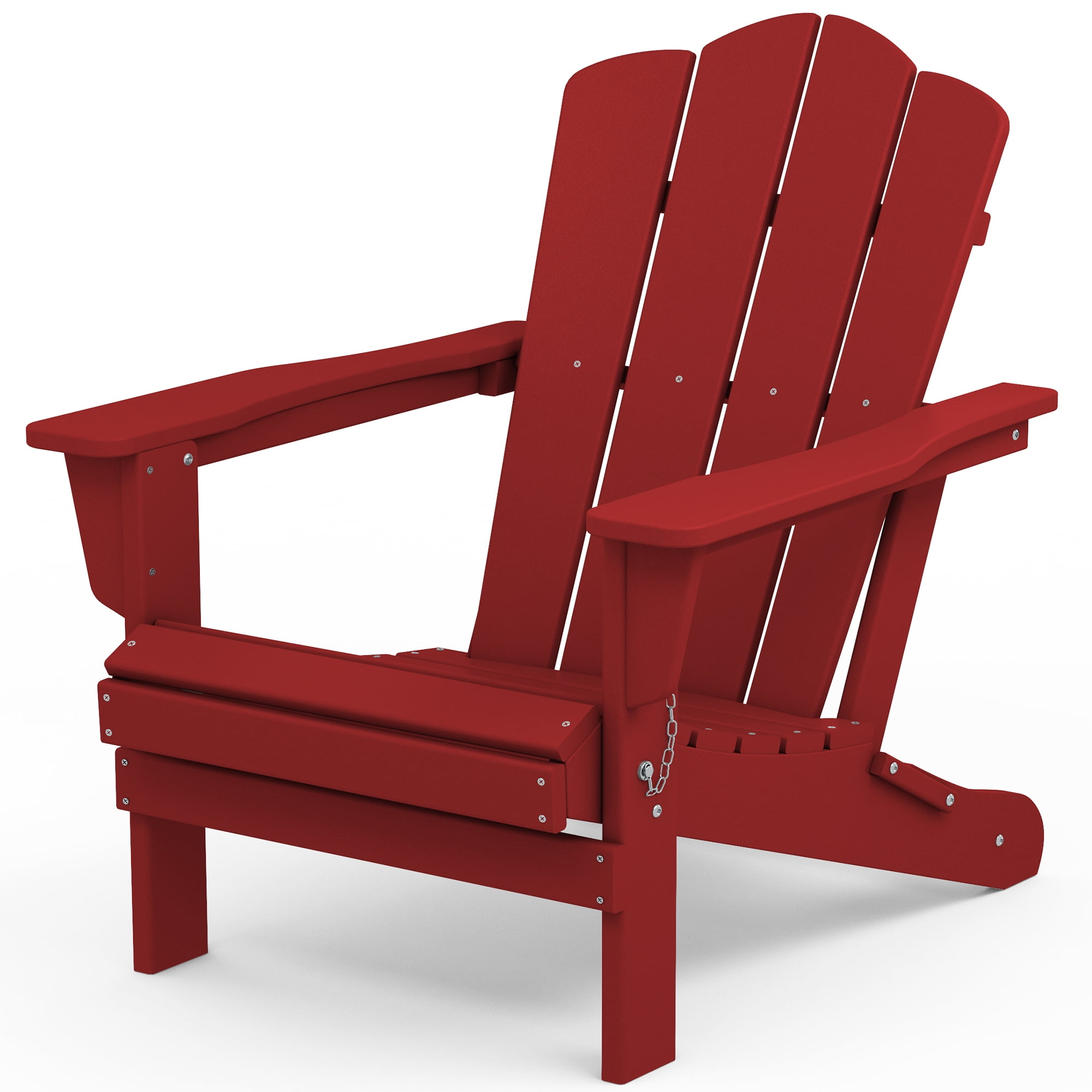 Outdoor Patio Folding HDPE Resin Adirondack Chair, Black-Aldronix