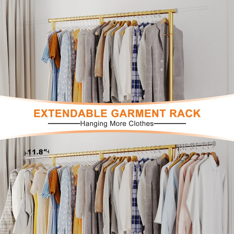 Rolling Clothes Rack, Heavy Duty with 410 lbs Capacity, Portable Double Rod Garment Rack for Hanging Clothes-Aldronix