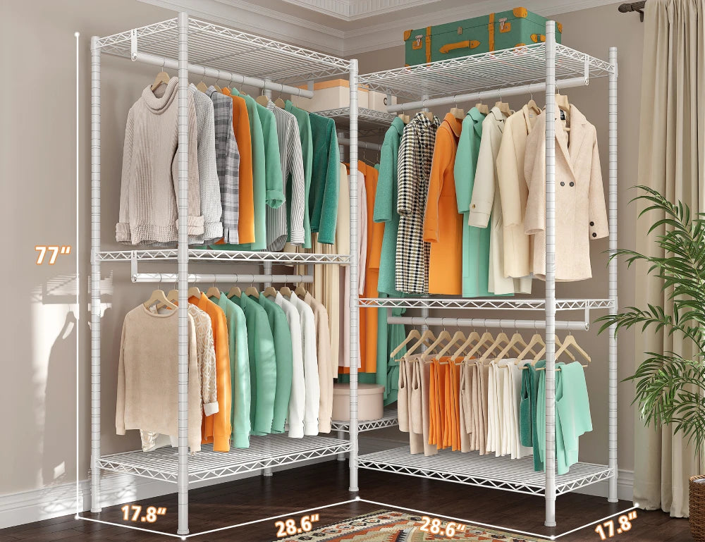 800 Lbs Heavy Duty Clothes Rack for Hanging Clothes, Metal, Portable & Freestanding Closet-Aldronix