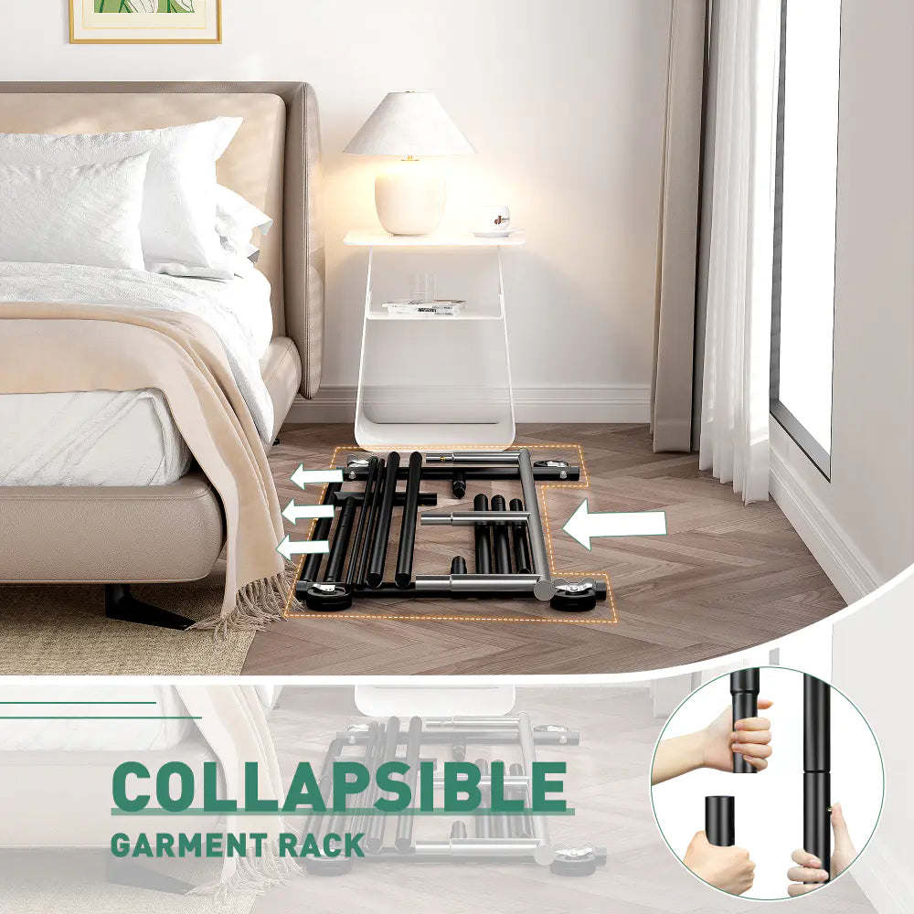 Rolling Clothes Rack, Heavy Duty with 410 lbs Capacity, Portable Double Rod Garment Rack for Hanging Clothes-Aldronix