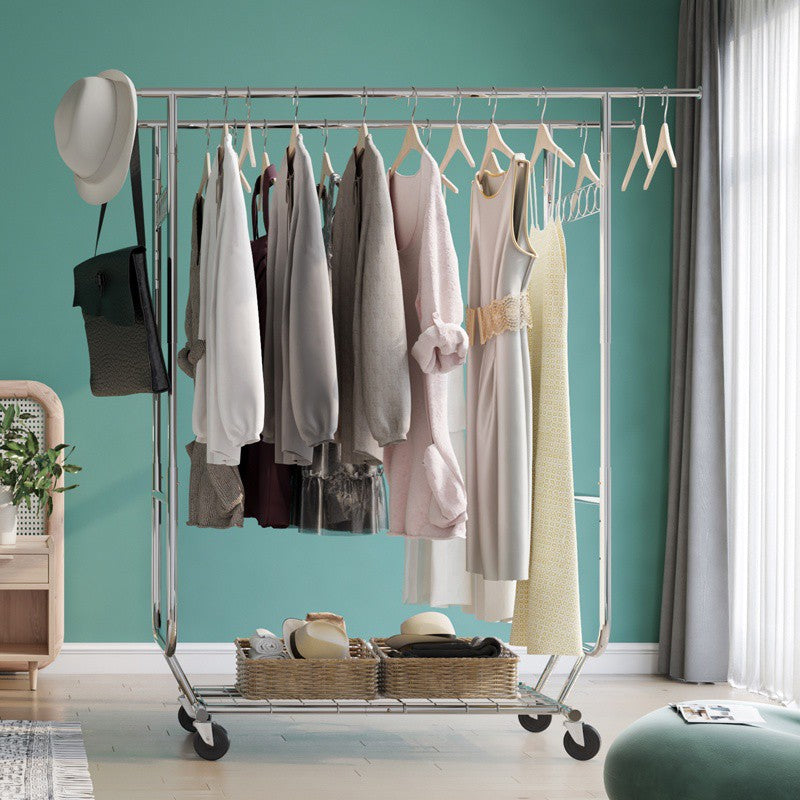 600 LBS Commercial Metal Clothing Rack Double Rolling Hanging Clothes Rack for Bedroom-Aldronix