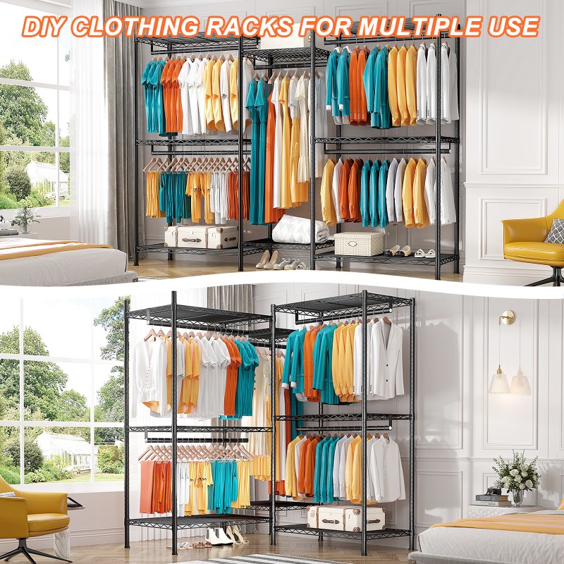 800 Lbs Heavy Duty Clothes Rack for Hanging Clothes, Metal, Portable & Freestanding Closet-Aldronix
