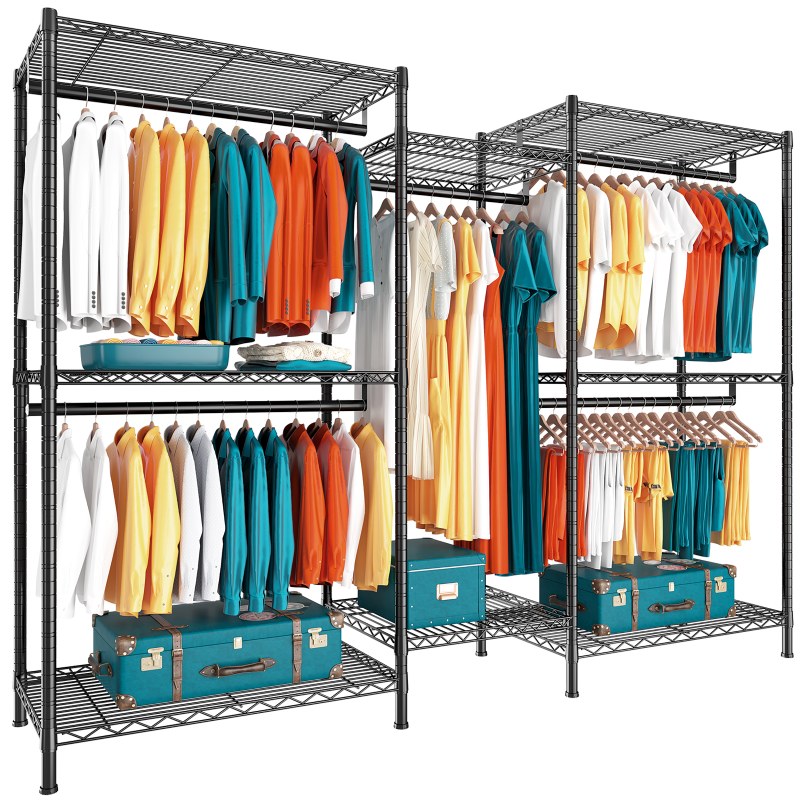 800 Lbs Heavy Duty Clothes Rack for Hanging Clothes, Metal, Portable & Freestanding Closet-Aldronix