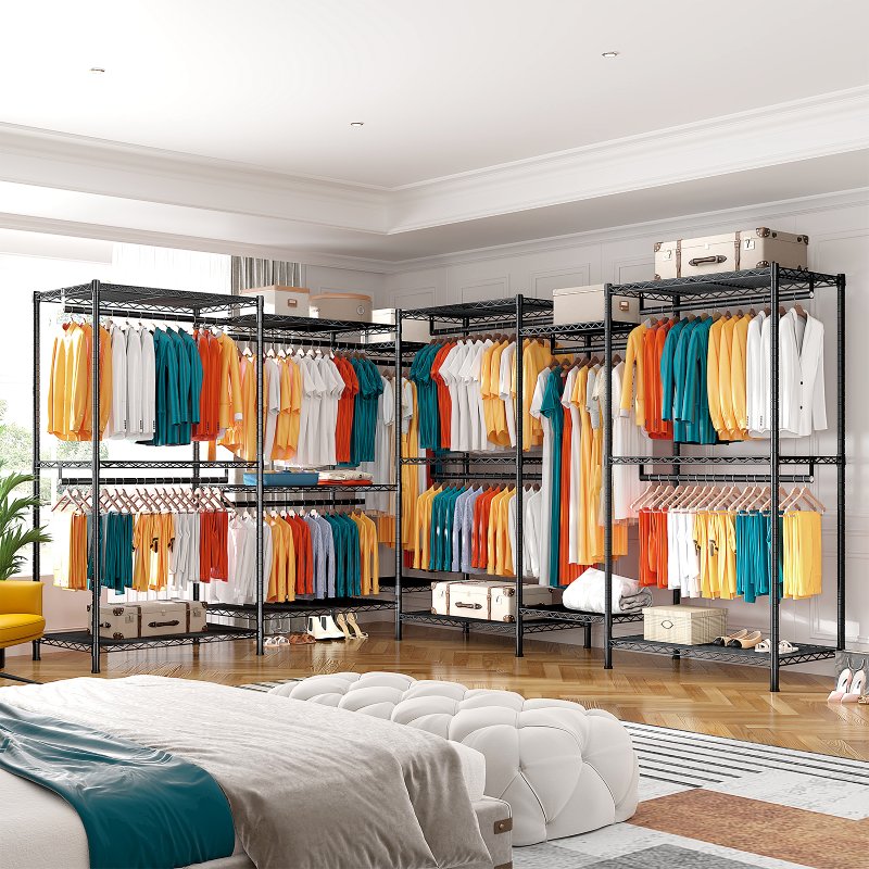 800 Lbs Heavy Duty Clothes Rack for Hanging Clothes, Metal, Portable & Freestanding Closet-Aldronix
