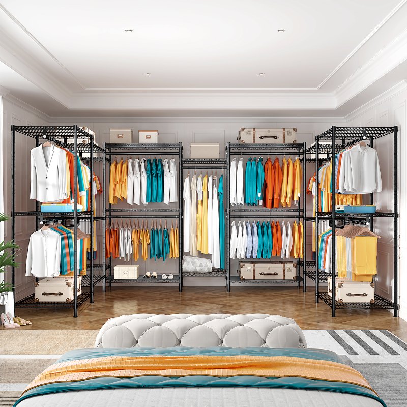 800 Lbs Heavy Duty Clothes Rack for Hanging Clothes, Metal, Portable & Freestanding Closet-Aldronix