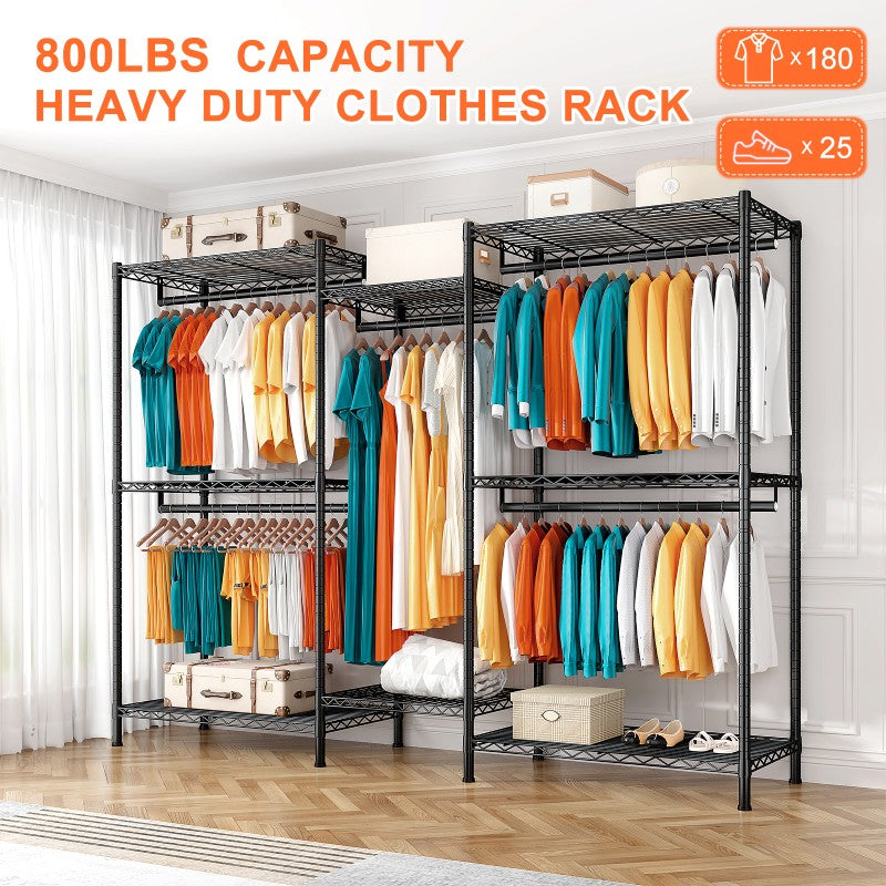 800 Lbs Heavy Duty Clothes Rack for Hanging Clothes, Metal, Portable & Freestanding Closet-Aldronix
