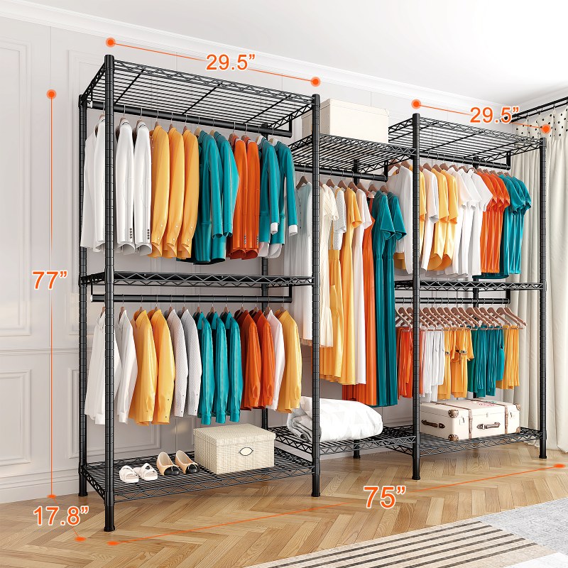 800 Lbs Heavy Duty Clothes Rack for Hanging Clothes, Metal, Portable & Freestanding Closet-Aldronix