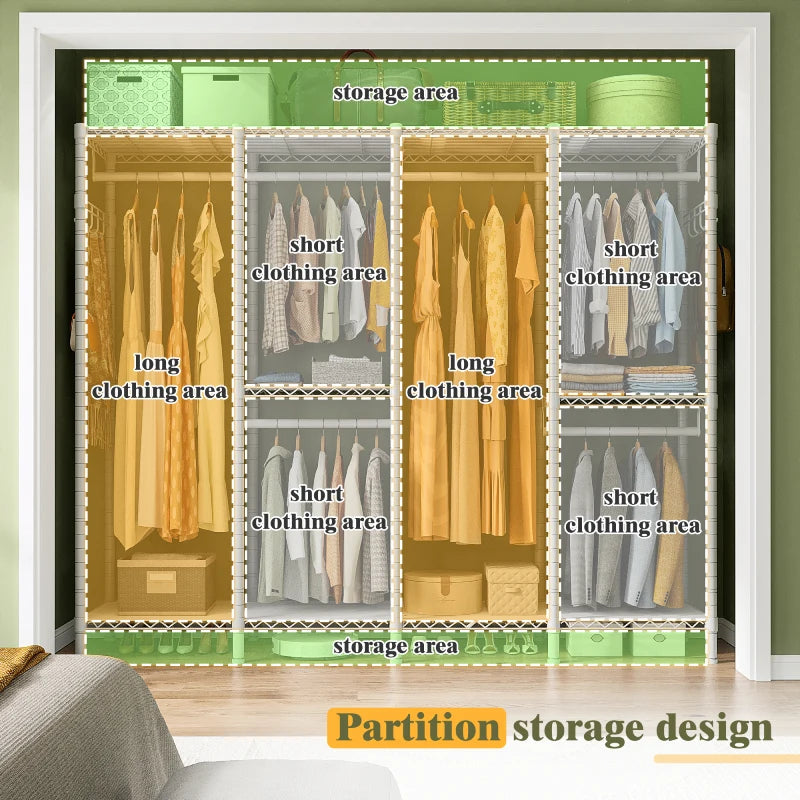 900lbs Adjustable Metal Clothing Rack Heavy Duty with Hooks-Aldronix