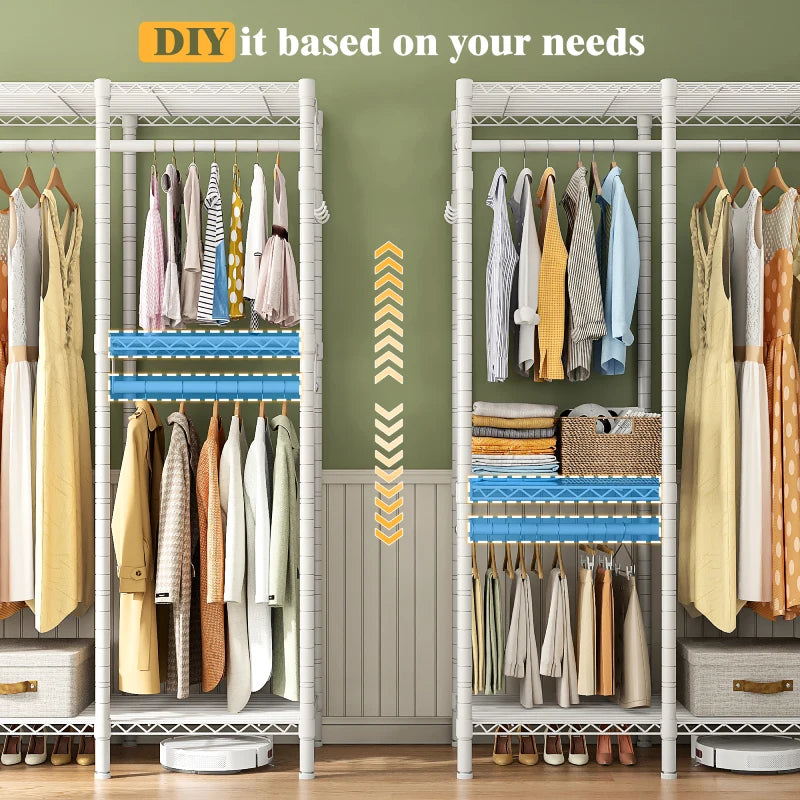 900lbs Adjustable Metal Clothing Rack Heavy Duty with Hooks-Aldronix