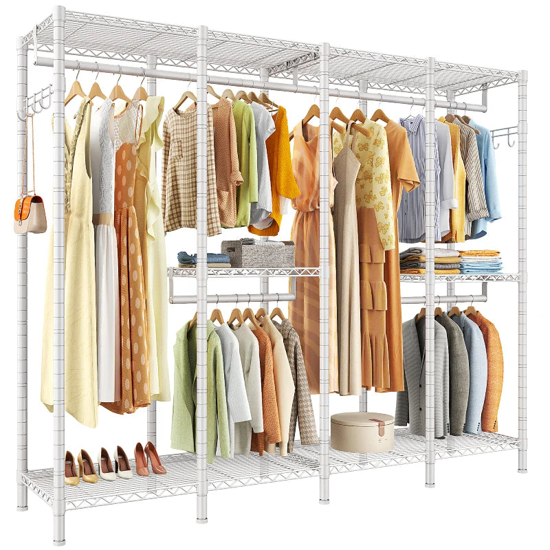 900lbs Adjustable Metal Clothing Rack Heavy Duty with Hooks-Aldronix