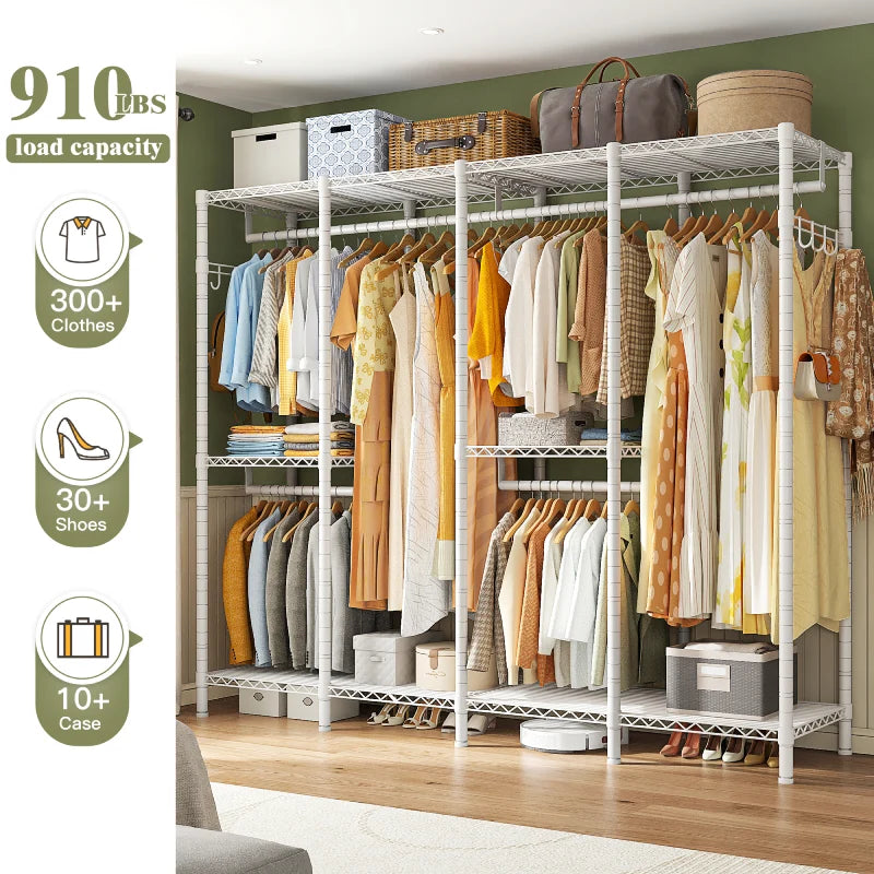 900lbs Adjustable Metal Clothing Rack Heavy Duty with Hooks-Aldronix