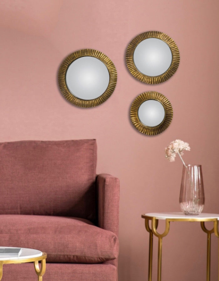Gallery Direct Set Of Three Bronze Finish Convex Mirror-Aldronix
