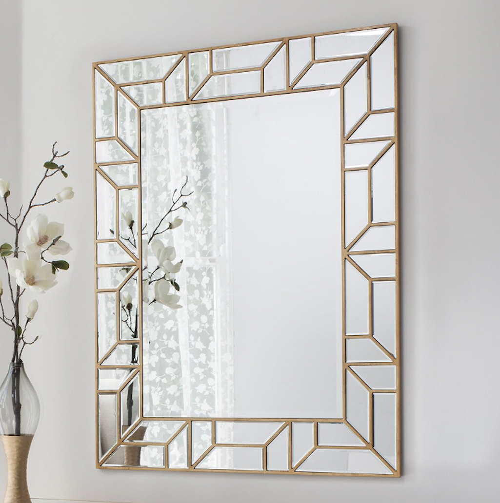 Large Rectangle Gold And Bevelled Mirror-Aldronix